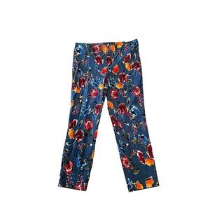 Jules & Leopold Capri Pant‎ Women's Size L Blue Floral Elastic Waistband Pull-On